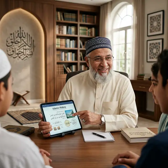 Online Quran teacher conducting live class